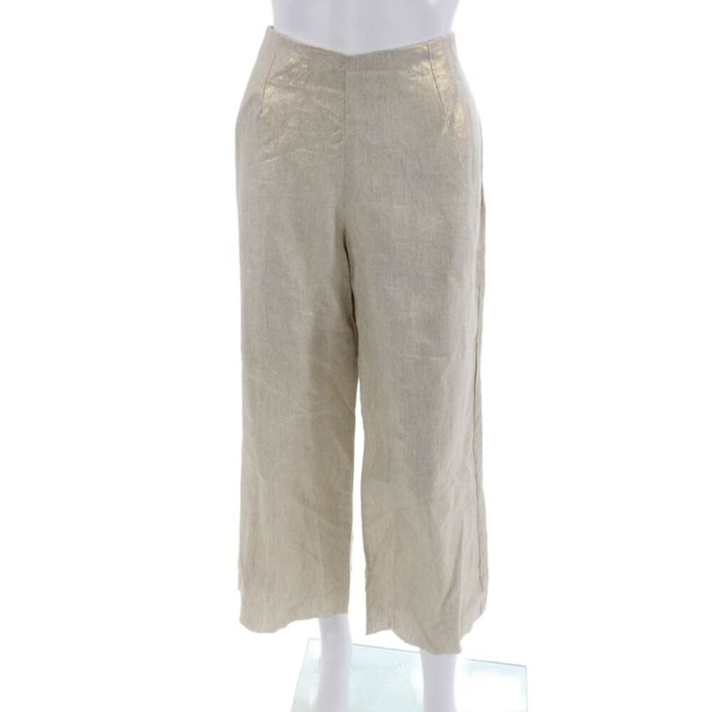 Nonchalant Label Womens Cropped Pants Beige Polyester Zip Size S